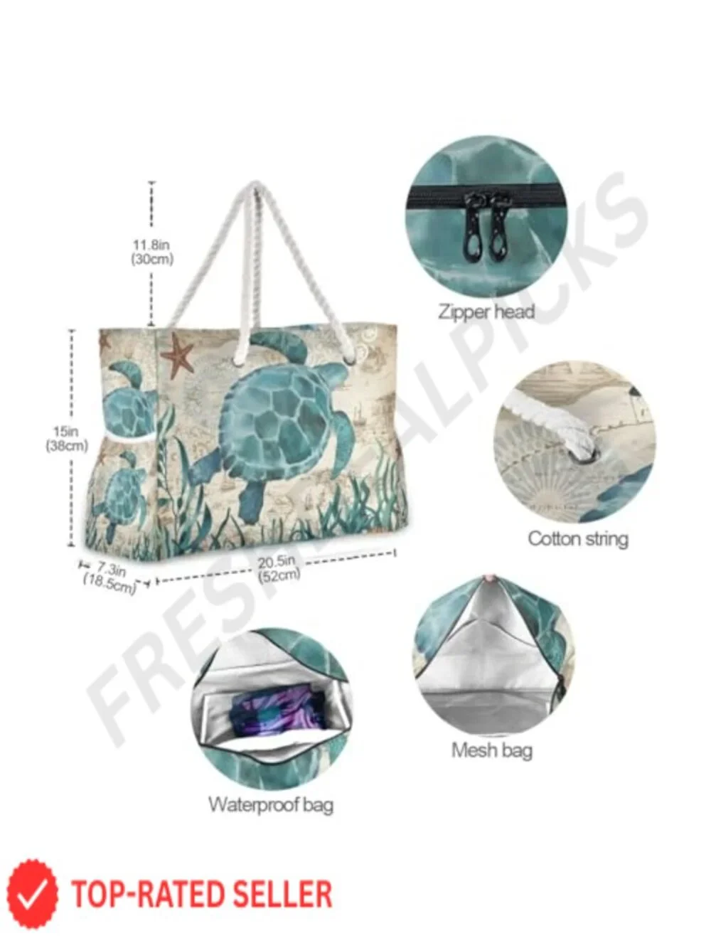 Canvas Tote Bag Water Resistant Beach Shoulder Gym Travel